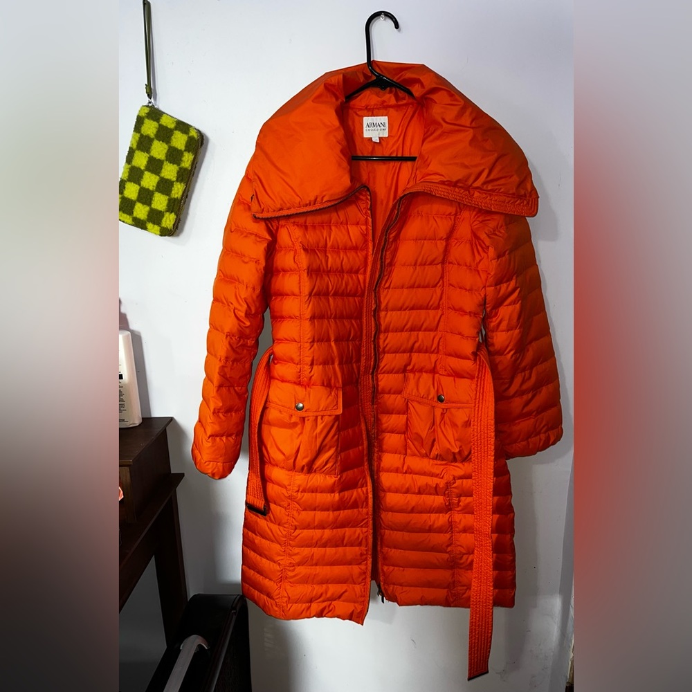 Orange Armani puffer jacket
